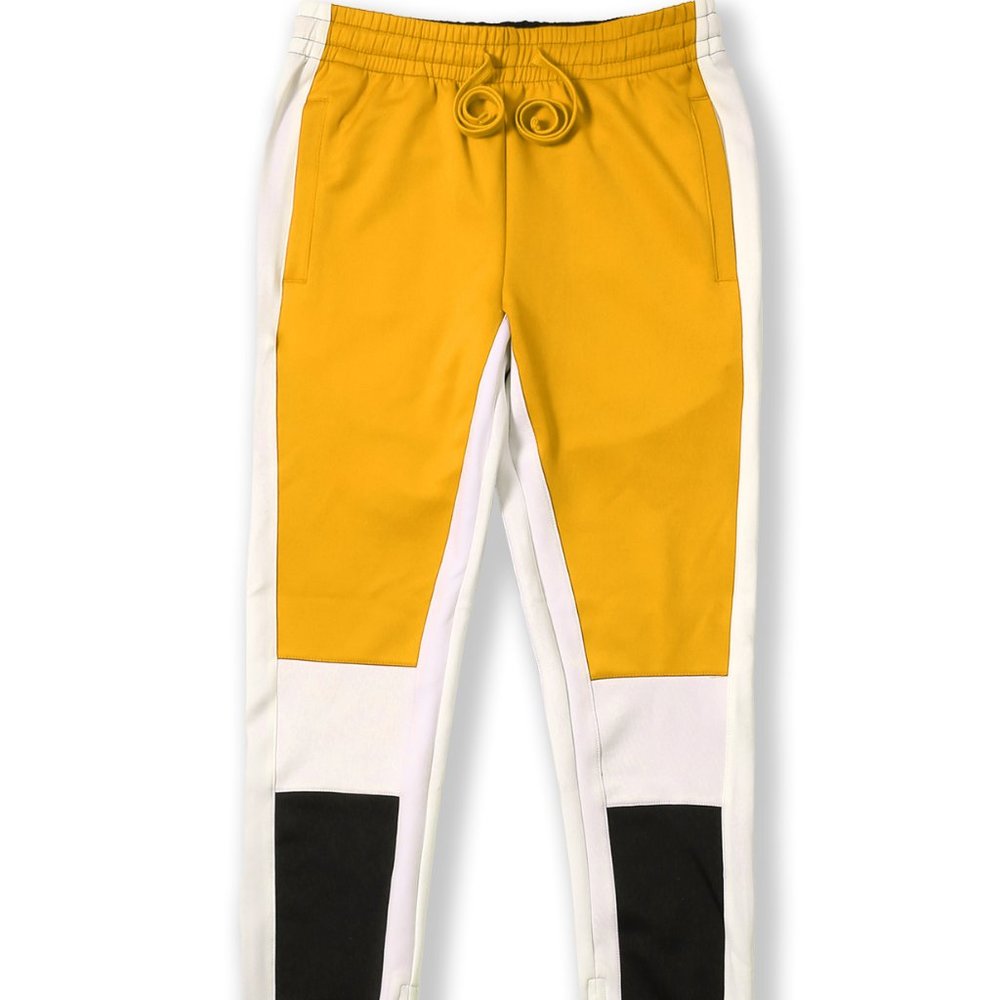 Men's Tri Colored Color Block Track Pant Joggers in Gold